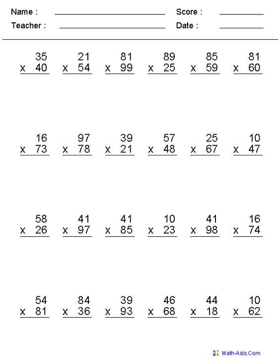 30 Grade 4 Multiplication Worksheets