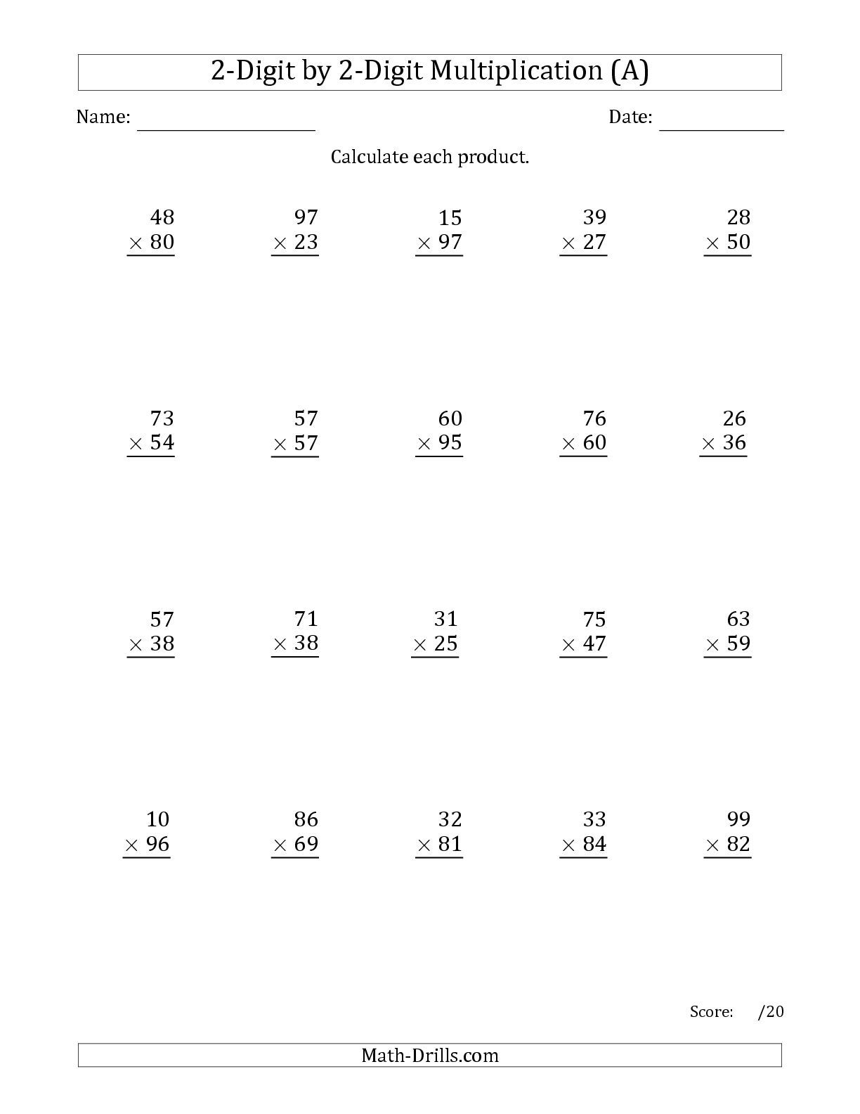 30 Multiplication By 2 Digits