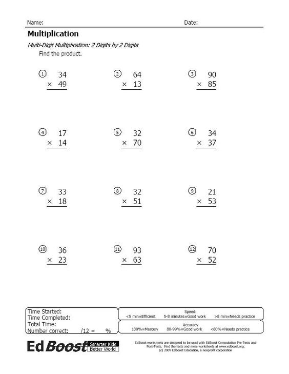 30 Multiplication By 2 Digits