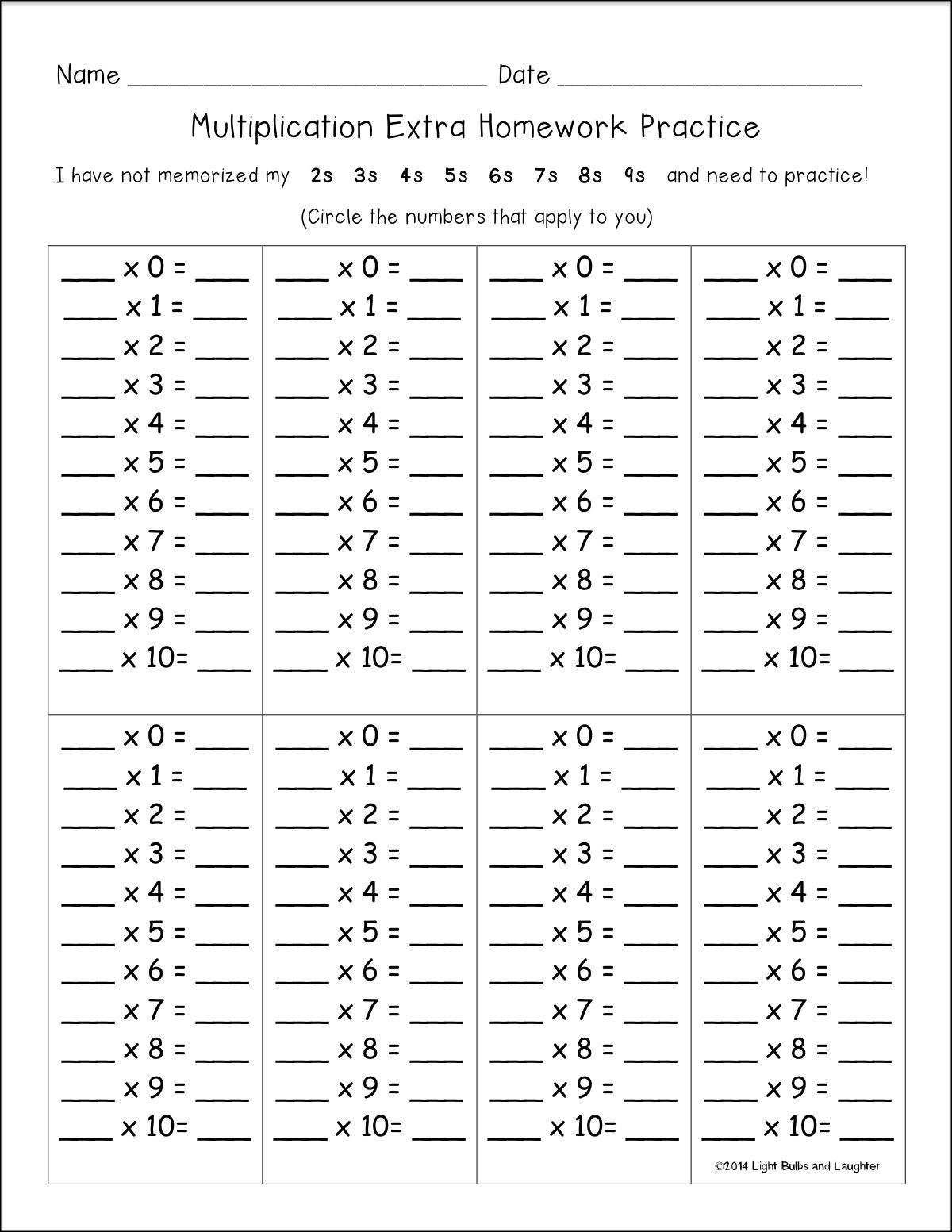 30 Multiplication Facts Memorizing