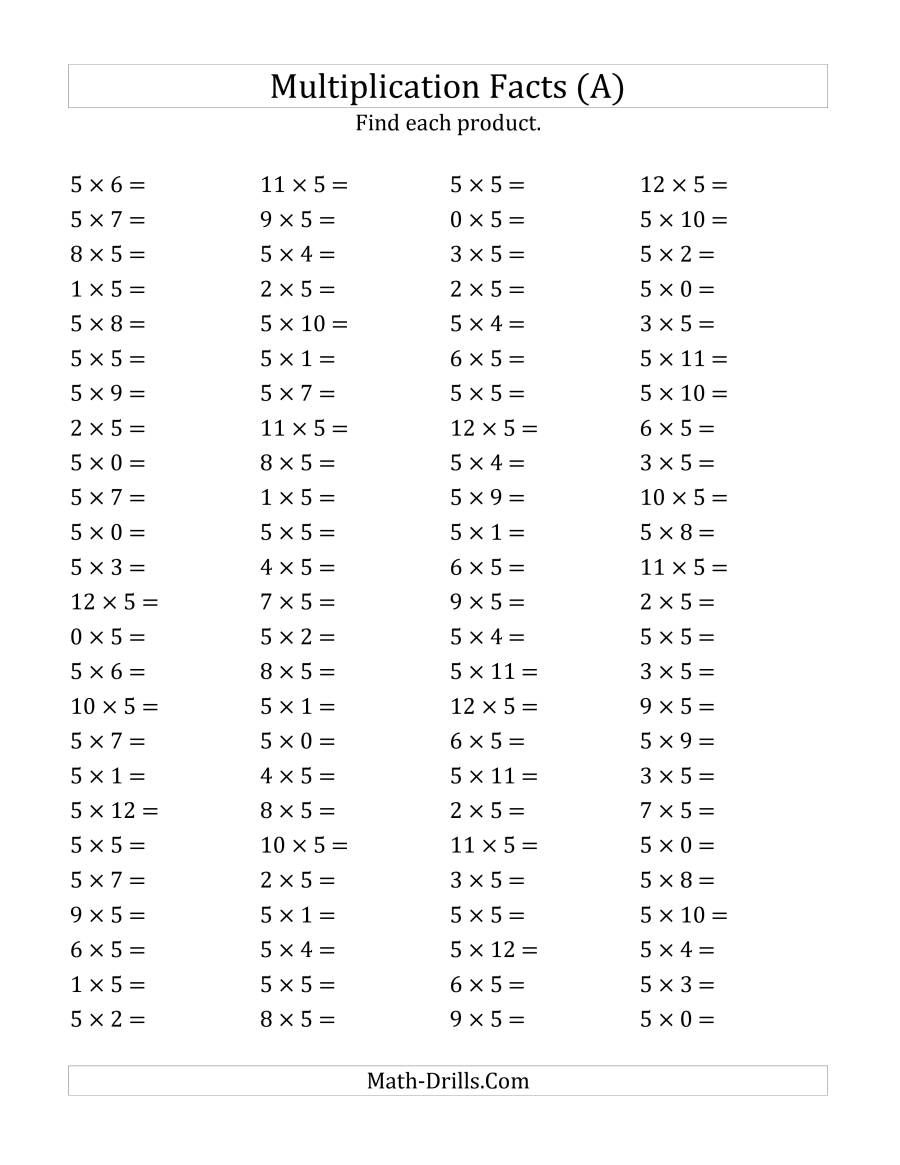 30 Multiplication Facts Practice