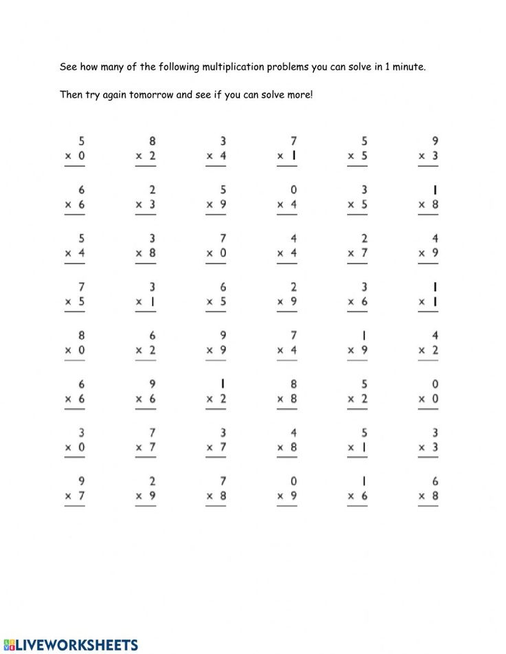 30 Multiplication Facts Practice