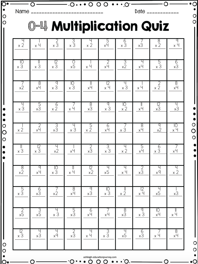 30 Multiplication Facts Practice