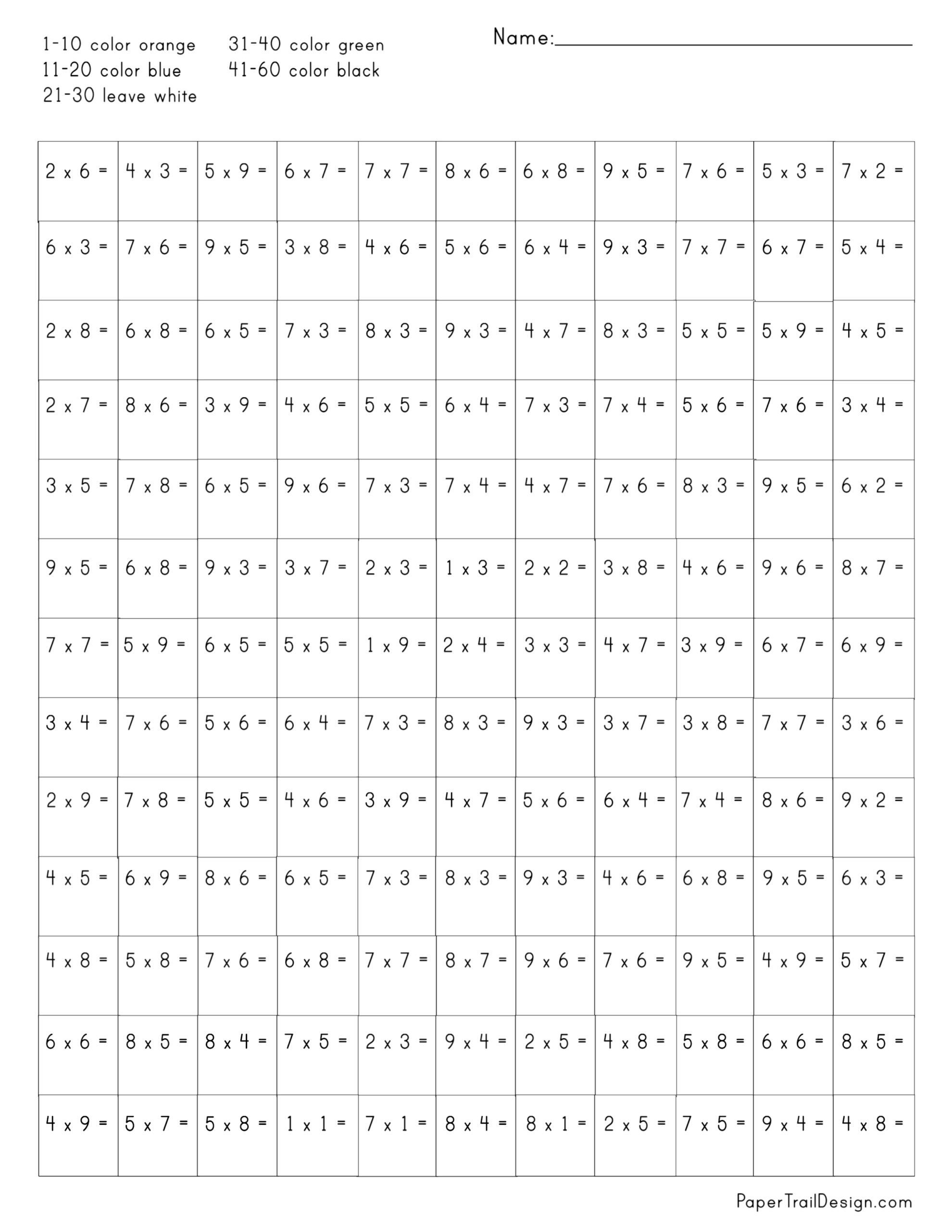 30 Multiplication Facts Practice