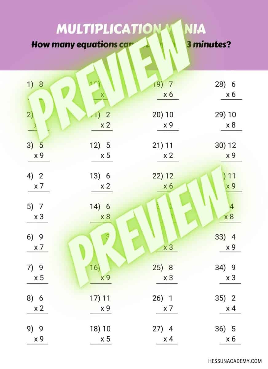 30 Multiplication Facts Practice